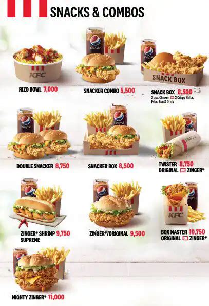 kfc lebanon menu.